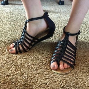 Black and brown flats